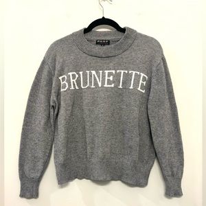 BRUNETTE Poof New York Womens‎ Size S Grey Graphic Pullover Knit Sweater